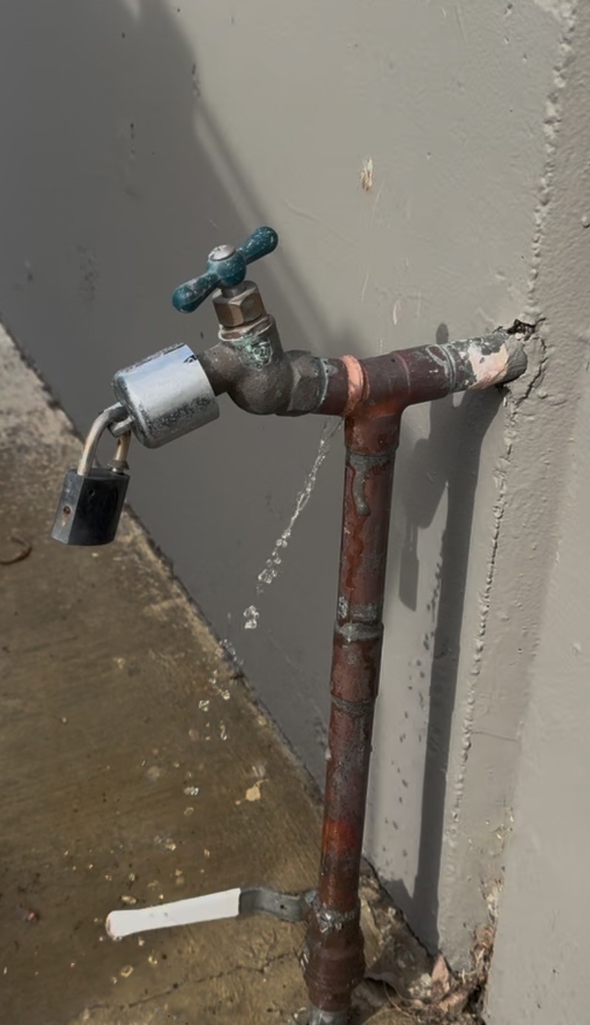 Before: Leak found at hose bib
